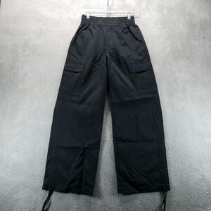 Air Jordan Pants Womens XS Black Woven Loose Fit Cargo Ankle Tie Rave Cyber